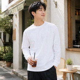 남성 무지 베이직 긴팔티 라운드넥 데일리 이너티