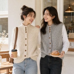 여성 하이넥 니트 조끼 가을 겨울 베스트
