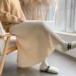 꾸안꾸 울 니트 플리츠 롱 스커트 FSF-0001