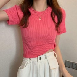 파인 골지 크롭 하프슬리브 니트 FSF-J 0001