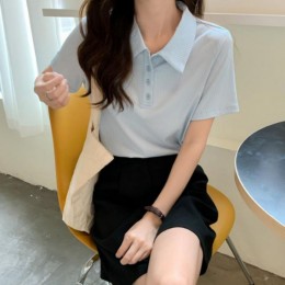 모던 실루엣 골지 반팔 카라 티셔츠 FSF-J 0009