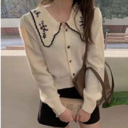 로맨틱 넥자수 니트 가디건  FSF-D 0008