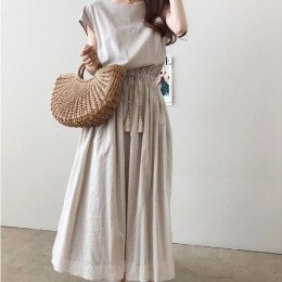 내추럴 스트링 코튼 플레어 롱 원피스 FSF-D 0022