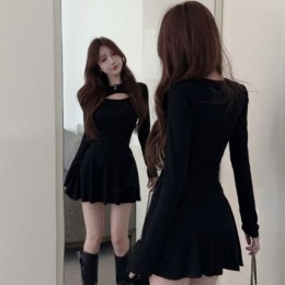 블랙 포인트 컷아웃 플레어 투피스 FSF-D 0023