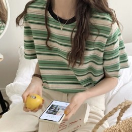 레트로 단가라 스트라이프 배색 티셔츠 FSF-D 0027