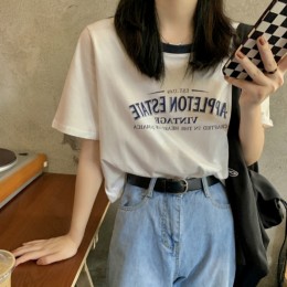 빈티지 레터링 세미크롭 배색 반팔티 FSF-D 0033