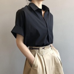 꾸안꾸 필수 미니멀 루즈핏 반팔 셔츠 블라우스 FSF-D 0048