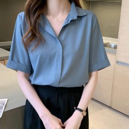 루즈핏 카라 반팔 셔츠 블라우스 데일리 오피스룩 (4Color) FSF-D 0051