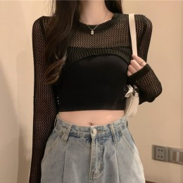 크롭 썸머 그물 니트 FSF-D 0081