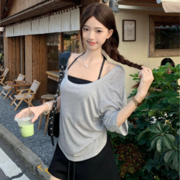 홀터넥 스트랩 크롭탑 반팔티 세트 FSF-G 0009