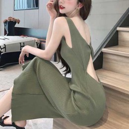 골지 민소매 니트 원피스 NM-0266