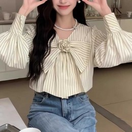 리본 스트라이프 블라우스 NM-0043
