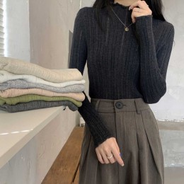 스루 세미 터틀넥 골지 니트 NM-0101