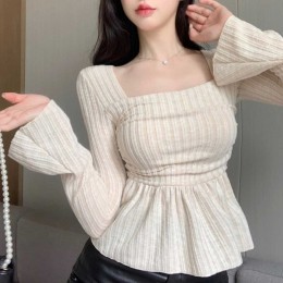 스퀘어넥 슬림 긴팔 티셔츠 NM-0284