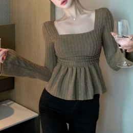 스퀘어넥 슬림 긴팔 티셔츠 NM-0284