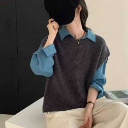 니트 레이어드 슬리브 베스트 NM-0282