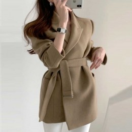 허리벨트 모직 미디라인 코트 NM-0039