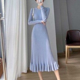 니트 골지 레이스 롱원피스 NM-0199