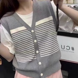 시크 브이넥 스트라이프 베스트 NM-0079