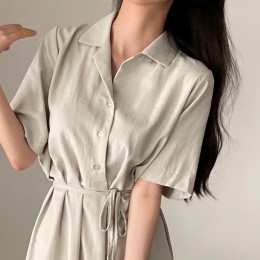 허리 스트랩 카라 브이넥 롱원피스 NM-0210