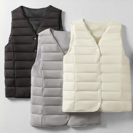 TC-415 경량 브이넥 패딩 조끼 방한 보온 누빔 베스트