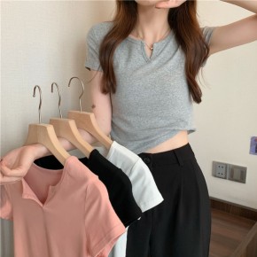 여성 슬림핏 브이트임 반팔티 UC-0232