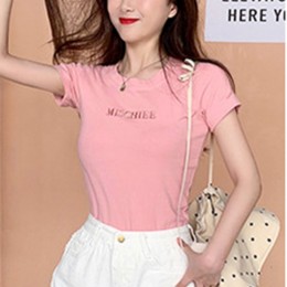 여성 영문 자수 반팔티 URD-008