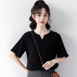 블랙 브이넥 티셔츠 URD-041