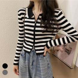 단가라 니트 집업 가디건 URD-092