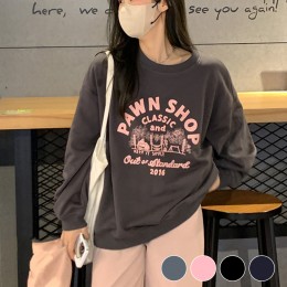 라운드 영문 레터링 기모 티셔츠 URD-434