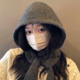 모자 머플러 일체형 보넷형 끈모자 URD-471