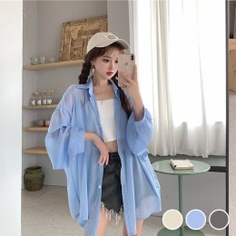 쉬폰 빅사이즈 시스루 블라우스 URD-504