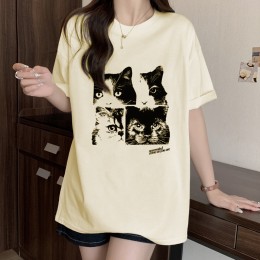 고양이 프린팅 여름 반팔 티셔츠 URD-512