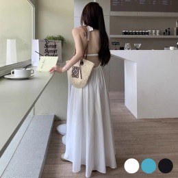 홀터넥 뒷트임 A라인 민소매 원피스 URD-518