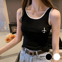 배색 라인 비행기 모양 나시 티셔츠 URD-524