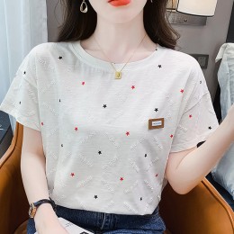 별모양 입체 레터링 루즈핏 반팔 티셔츠 URD-527