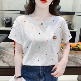 별모양 입체 레터링 루즈핏 반팔 티셔츠 URD-527