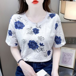 블루장미 지도 입체 패턴 반팔 티셔츠 URD-531