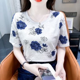 블루장미 지도 입체 패턴 반팔 티셔츠 URD-531