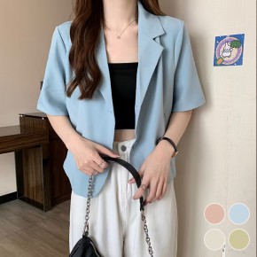 크롭 기장 단정 자켓식 반팔 셔츠 URD-519