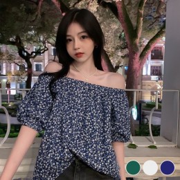 작은 꽃무늬 오프 숄더 블라우스 URD-521