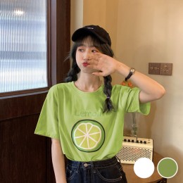 레몬 프린팅 라운드 반팔 티셔츠 URD-534