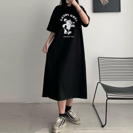 곰 영문 오버핏 밑단트임 빅 원피스 URD-540