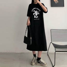곰 영문 오버핏 밑단트임 빅 원피스 URD-540