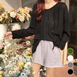 와플 패턴 후드 티셔츠 URD-108