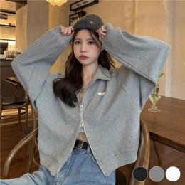 투웨이 집업 살짝 크롭 긴팔점퍼 URD-240