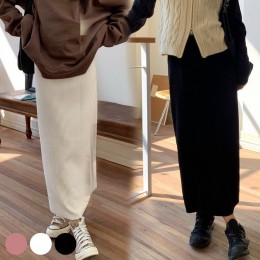 신축성 좋은 뒷트임 골지롱스커트 URD-252