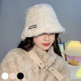 부드러운 털소재 영문 라벨 벙거지 모자 URD-275