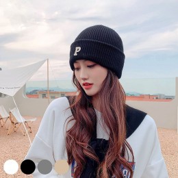 베이직 P영문 포인트 패션 니트 비니 URD-278