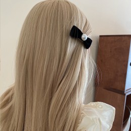 리본 벨벳 미니 진주 집개핀 URD-306